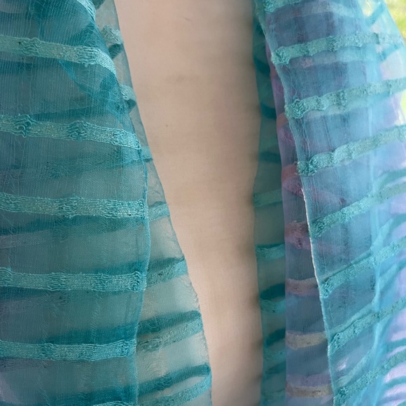 Silk Teal and Purple Sheer Scarf - Picture 10 of 14